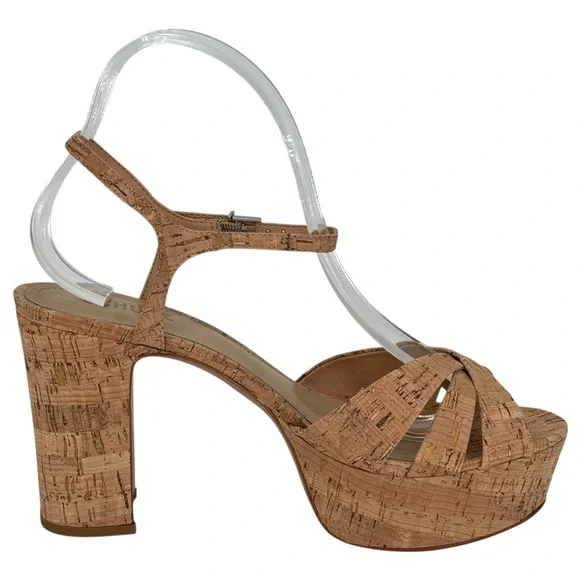 Schutz Keefa Tan Cork Womens Platform Heels Size 9.5M - Picture 5 of 16